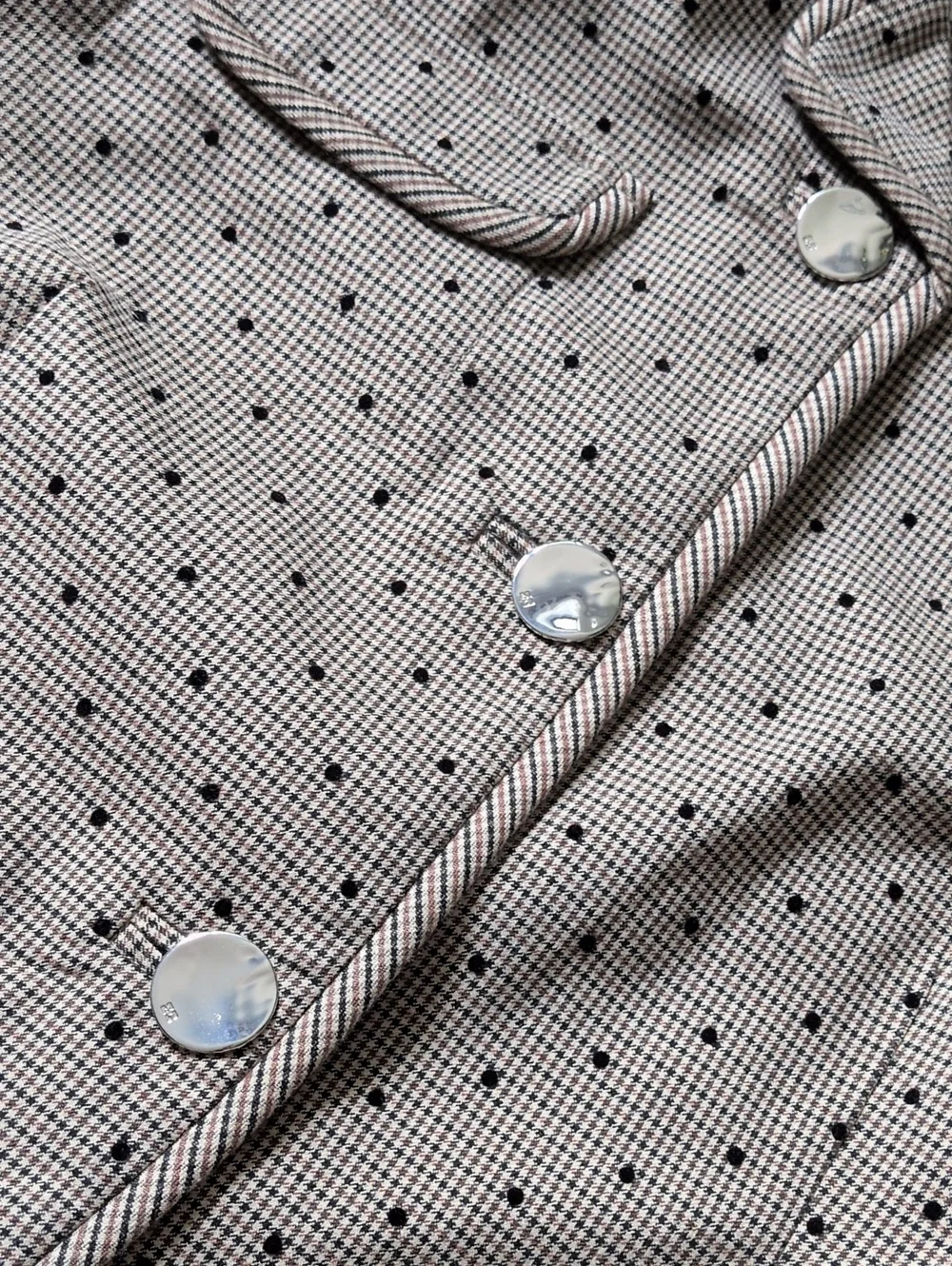 GANNI I NWT Brown & Black Lenzing Tiger's Eye Check Polka Dot Pattern Blazer, 38
